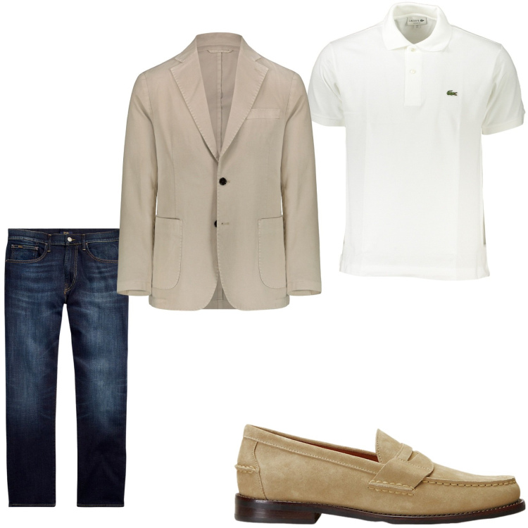 Outfit uomo - Total look #1907014. Stile Casual per Ufficio. Abbinamento con jeans dritti, scarpe stringate, giacche, polo.