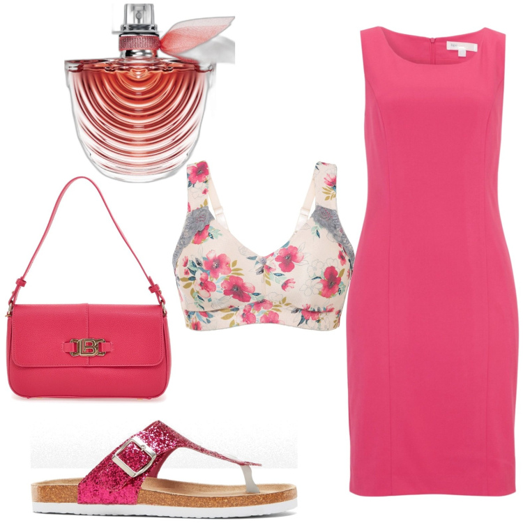 Outfit donna - Total look #1907426. Stile Casual per Tutti i giorni. Abbinamento con vestiti a tubino, infradito, reggiseni, profumi, borse a spalla.