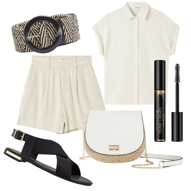 Outfit donna - Dare vita al punto vita. Stile Casual per Tutti i giorni. Abbinamento con sandali, borse a tracolla, mascara, bermuda, cinture, camicie a manica corta.