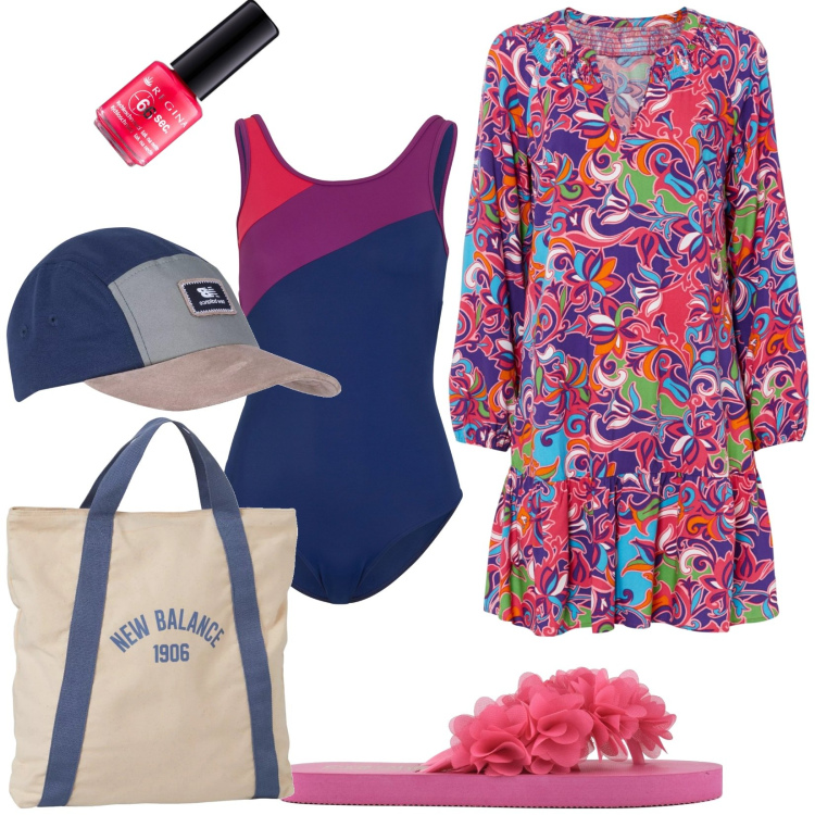 Outfit donna - Total look #1907985. Stile Urban per Mare. Abbinamento con costumi interi, vestiti, smalti, borse a mano, cappelli, infradito.