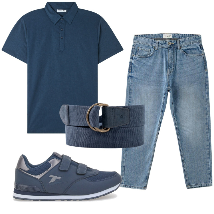 Outfit uomo - Total look #1908017. Stile Casual per Tutti i giorni. Abbinamento con polo, jeans, cinture, sneakers.