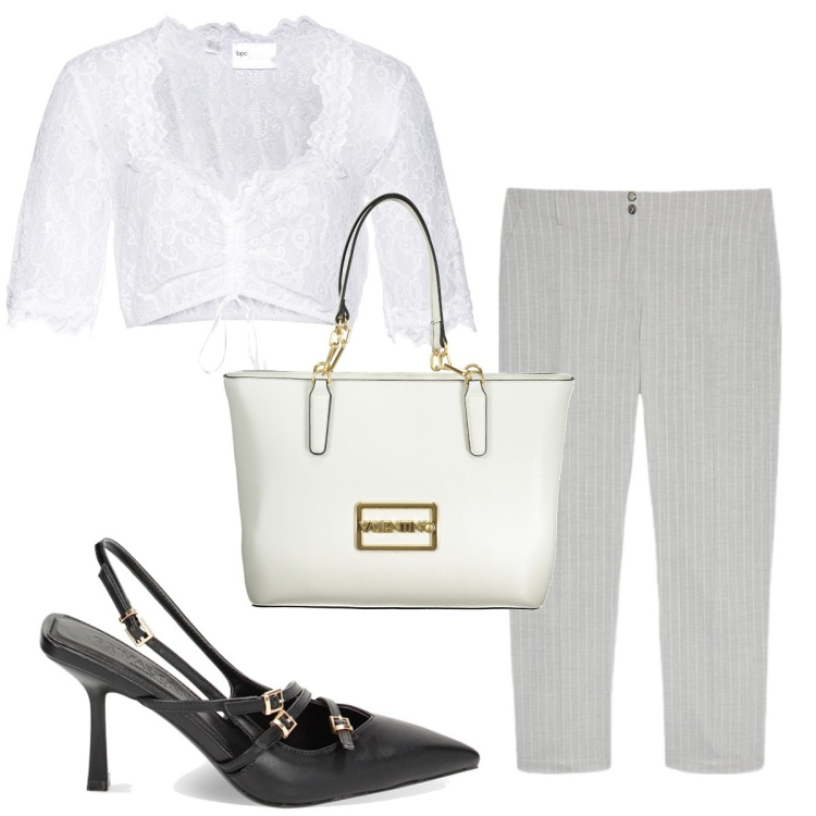 Outfit donna - Total look #1908408. Stile Minimal per Tutti i giorni. Abbinamento con camicie, pantaloni, décolleté, borse a spalla.