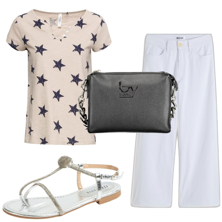 Outfit donna - Total look #1908415. Stile Basic per Tutti i giorni. Abbinamento con jeans, maglieria, ciabatte, borse a spalla.