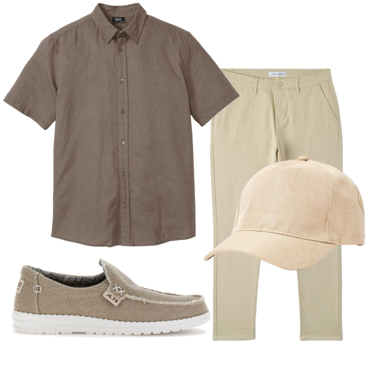 Outfit uomo - Total look #1908495. Stile Casual per Tutti i giorni. Abbinamento con camicie a manica corta, pantaloni, cappelli, scarpe stringate.