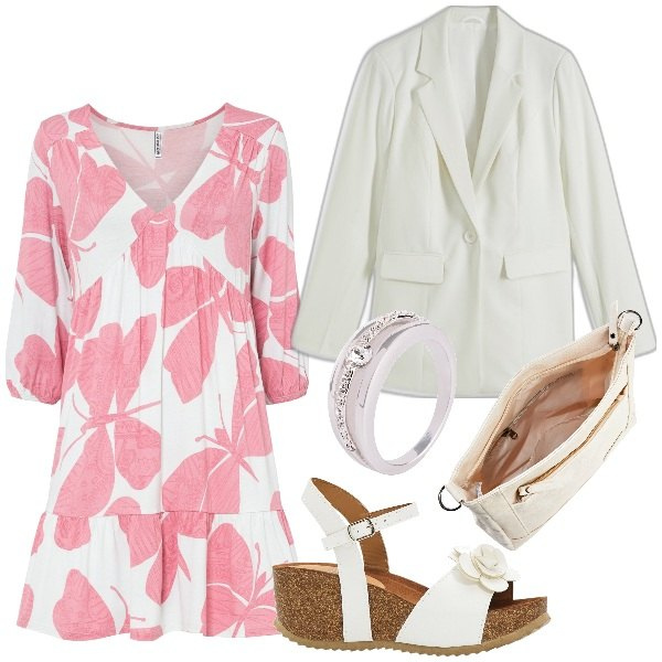 Outfit donna - Total look #1908606. Stile Basic per Tutti i giorni. Abbinamento con sandali, anelli, vestiti, borse a tracolla, blazer.