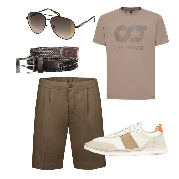 Outfit uomo - Total look #1908850. Stile Casual per Tutti i giorni. Abbinamento con bermuda, sneakers, t-shirt, cinture, occhiali da sole.