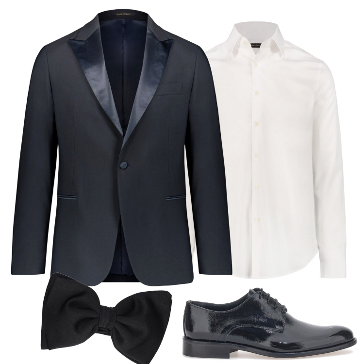 Outfit uomo - Dress code black tie. Stile Business/Elegante per Cerimonia. Abbinamento con abiti, scarpe stringate, papillon, camicie.