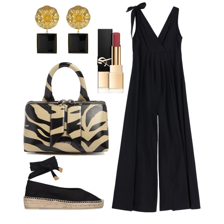 Outfit donna - Ghost outfitter - luglio. Stile Trendy per Tutti i giorni. Abbinamento con rossetti, tute, orecchini, espadrillas, borse a mano.