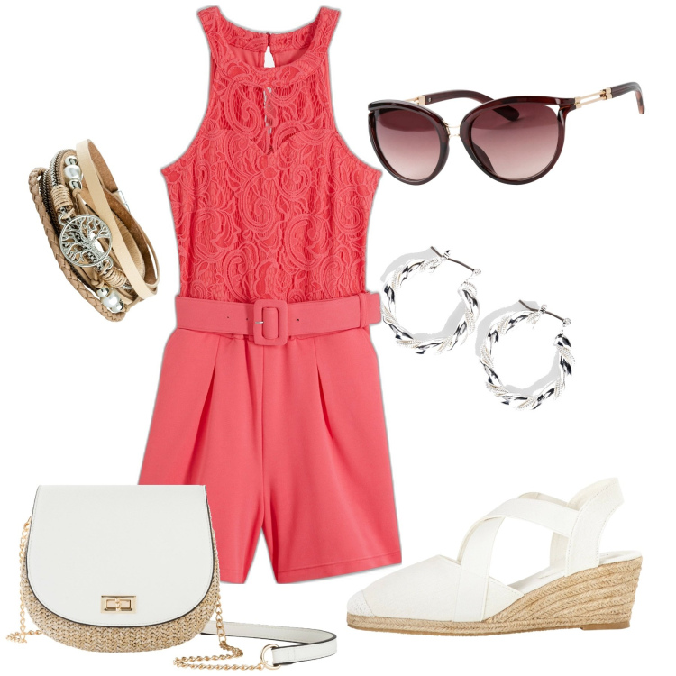 Outfit donna - Bonprix con stile. Stile Casual chic per Serata fuori. Abbinamento con braccialetti, orecchini, borse a tracolla, occhiali da sole, tute, sandali.