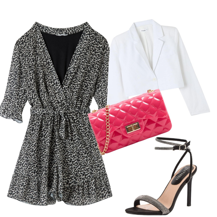 Outfit donna - Total look #1909772. Abbinamento con borse a tracolla, tuta corta, blazer, sandali col tacco.