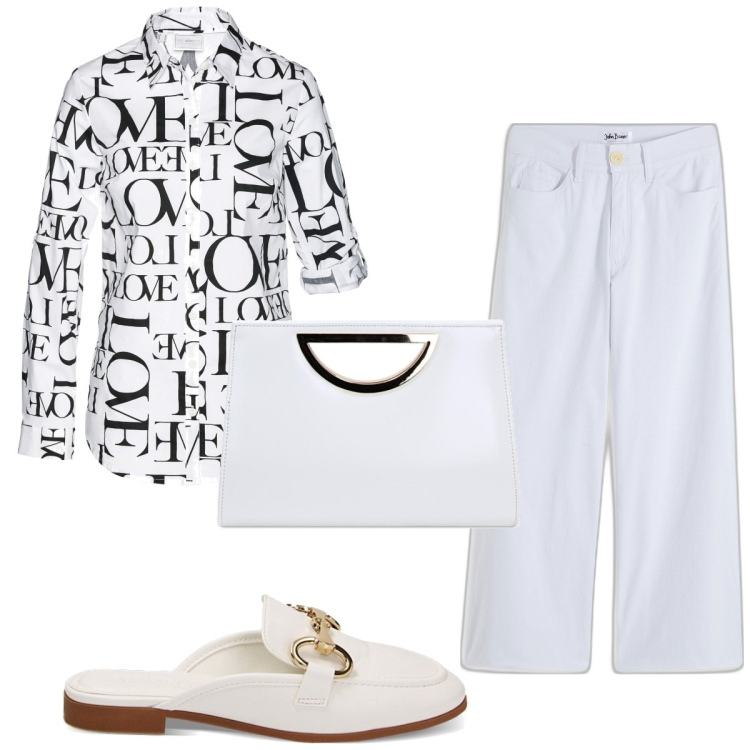 Outfit donna - Total look #1909787. Stile Trendy per Tutti i giorni. Abbinamento con jeans, camicie, pochette, sabot.