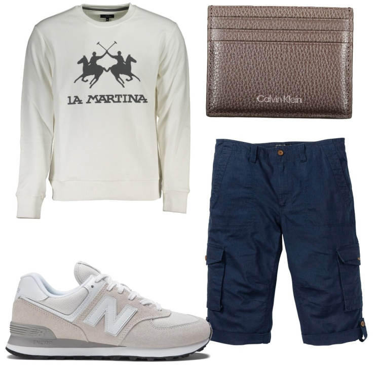 Outfit uomo - Total look #1909803. Stile Trendy per Tutti i giorni. Abbinamento con bermuda, sneakers, felpe, portafogli.