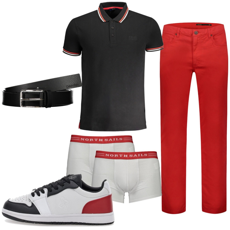 Outfit uomo - Total look #1909979. Stile Trendy per Serata speciale. Abbinamento con pantaloni, cinture, boxer, sneakers, polo.