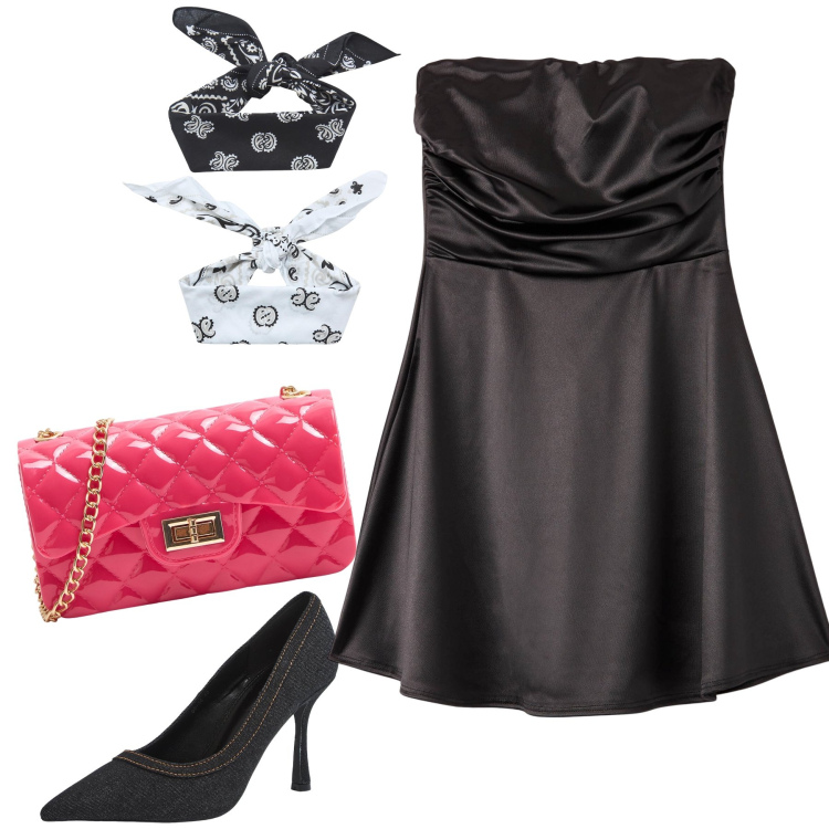Outfit donna - Una rotonda sul mare. Stile Sexy per Mare. Abbinamento con borse a tracolla, vestiti corti, décolleté, fasce per capelli.