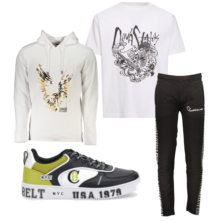Outfit uomo - in vacanza. Stile Casual per Tutti i giorni. Abbinamento con sneakers, felpe con cappuccio, t-shirt, pantaloni.