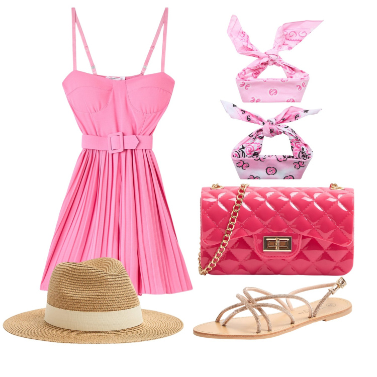 Outfit donna - Ghost outfitter - luglio. Stile Trendy per Tutti i giorni. Abbinamento con borse a tracolla, cappelli, sandali, tute, fasce per capelli.