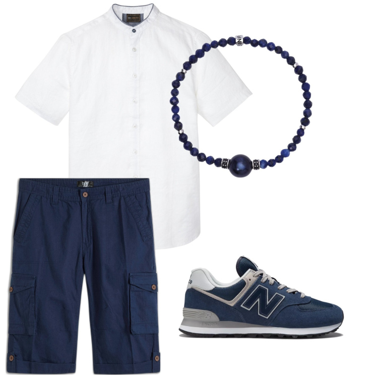 Outfit uomo - Total look #1910500. Stile Casual per Tutti i giorni. Abbinamento con bermuda, camicie a manica corta, braccialetti, sneakers.
