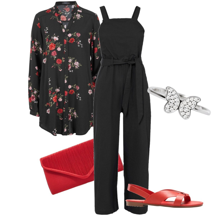 Outfit donna - L’anello con la farfalla. Stile Bon Ton per Serata fuori. Abbinamento con camicie, tute, sandali, anelli, pochette.