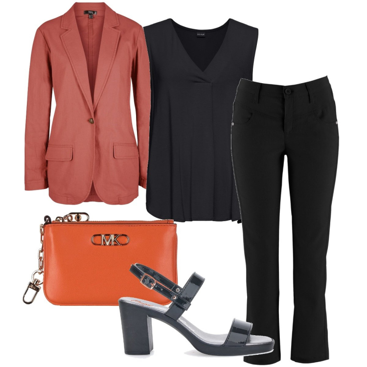 Outfit donna - La giacca per la serata. Stile Bon Ton per Serata fuori. Abbinamento con top, pantaloni, blazer, pochette, sandali col tacco.