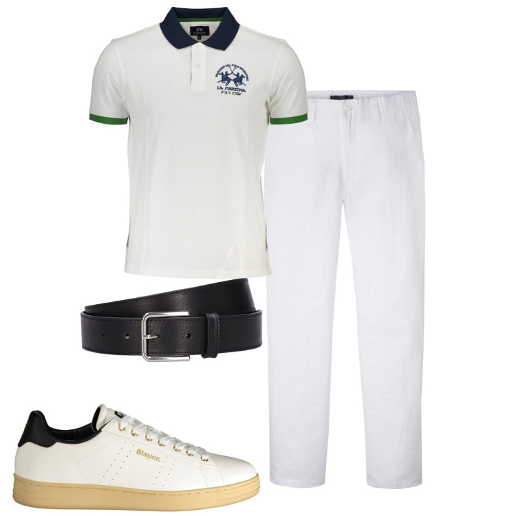 Outfit uomo - City. Stile Trendy per Tutti i giorni. Abbinamento con pantaloni, cinture, polo, sneakers.