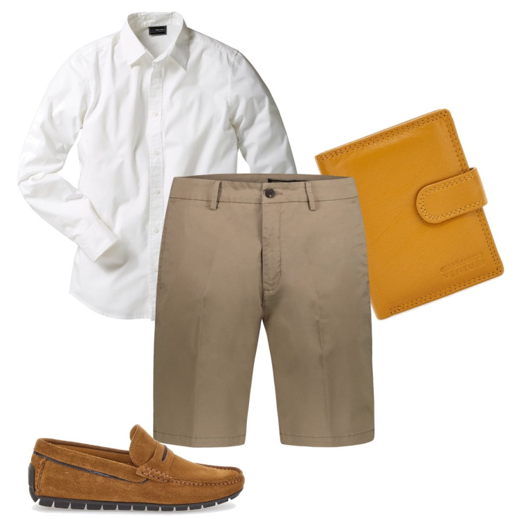 Outfit uomo - Il portafoglio colorato. Stile Business/Elegante per Serata speciale. Abbinamento con camicie, bermuda, portafogli, scarpe stringate.