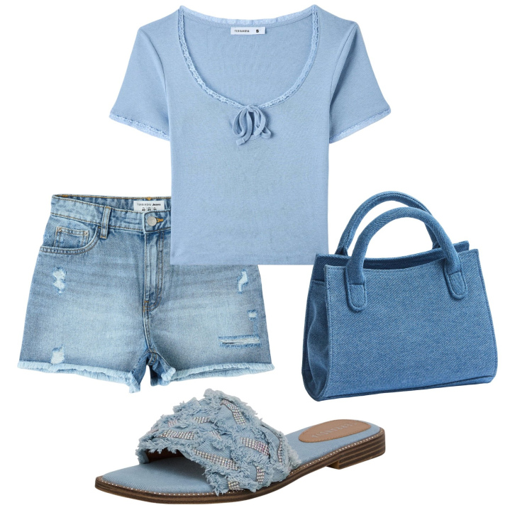 Outfit donna - Gli shorts !. Stile Basic per Tutti i giorni. Abbinamento con shorts, ciabatte, t-shirt, borse a tracolla.