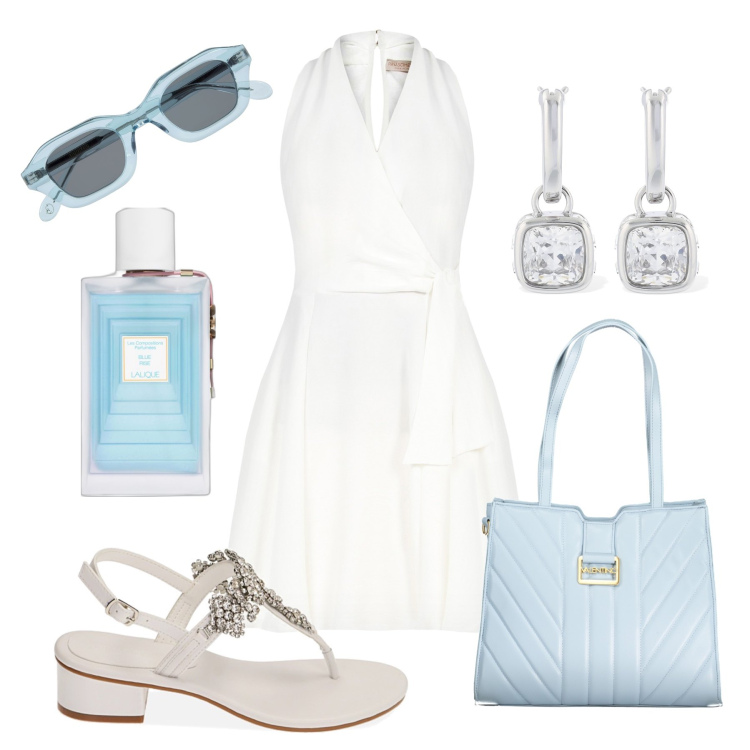 Outfit donna - Come Grace Kelly !. Stile Glamour per Tutti i giorni. Abbinamento con profumi, vestiti corti, ciabatte, borse a spalla, occhiali da sole, orecchini.