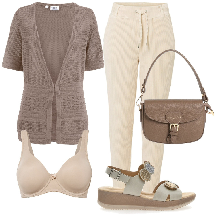 Outfit donna - Total look #1911233. Stile Etnico per Tutti i giorni. Abbinamento con reggiseni, cardigans, pantaloni, borse a mano, sandali.