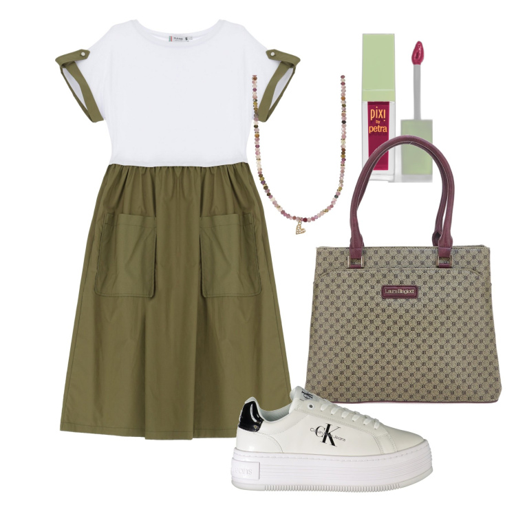 Outfit donna - Ghost outfitter - luglio. Stile Casual per Tutti i giorni. Abbinamento con rossetti, collane, vestiti lunghi, sneakers, borse a mano.