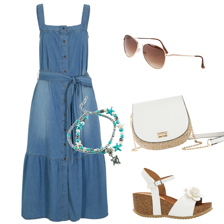 Outfit donna - Bonprix con stile. Stile Basic per Tutti i giorni. Abbinamento con sandali, borse a tracolla, occhiali da sole, vestiti, collane.