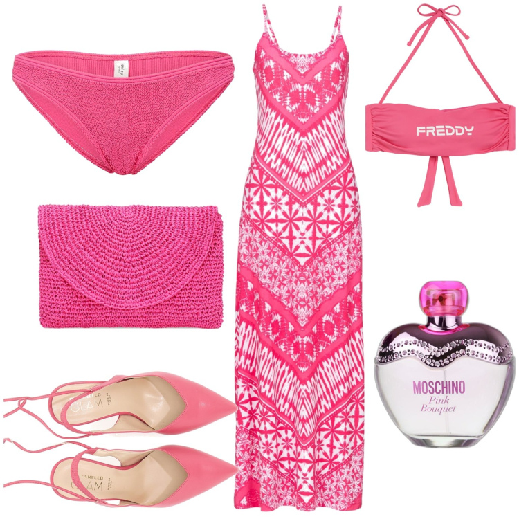 Outfit donna - Total look #1911970. Stile Casual per Tutti i giorni. Abbinamento con vestiti lunghi, profumi, bikini, pochette, décolleté, bikini.