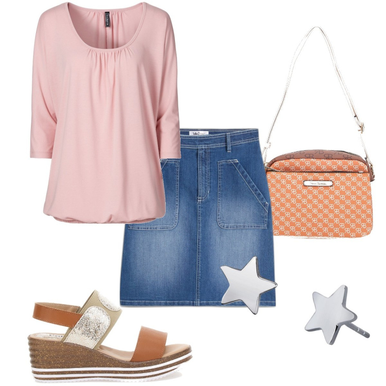 Outfit donna - La mini con i tasconi. Stile Casual chic per Ufficio. Abbinamento con maglieria, gonne, orecchini, sandali in pelle, borse a tracolla.