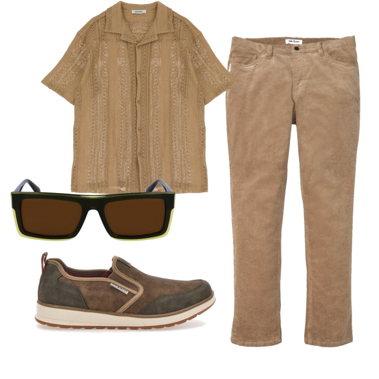 Outfit uomo - Total look #1912205. Stile Casual per Ufficio. Abbinamento con pantaloni, camicie a manica corta, occhiali da sole, sneakers.