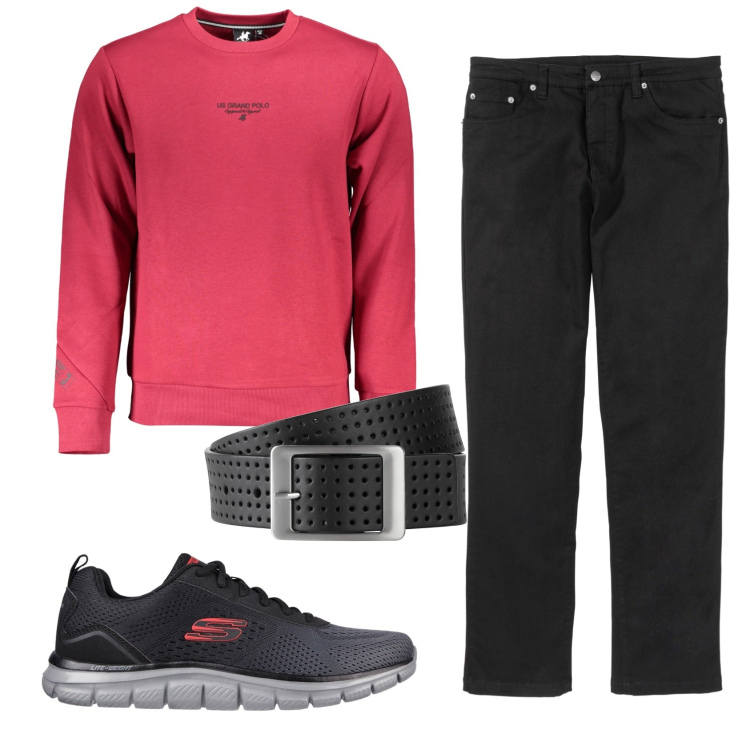 Outfit uomo - Total look #1912444. Stile Casual per Ufficio. Abbinamento con pantaloni, cinture, felpe, sneakers.