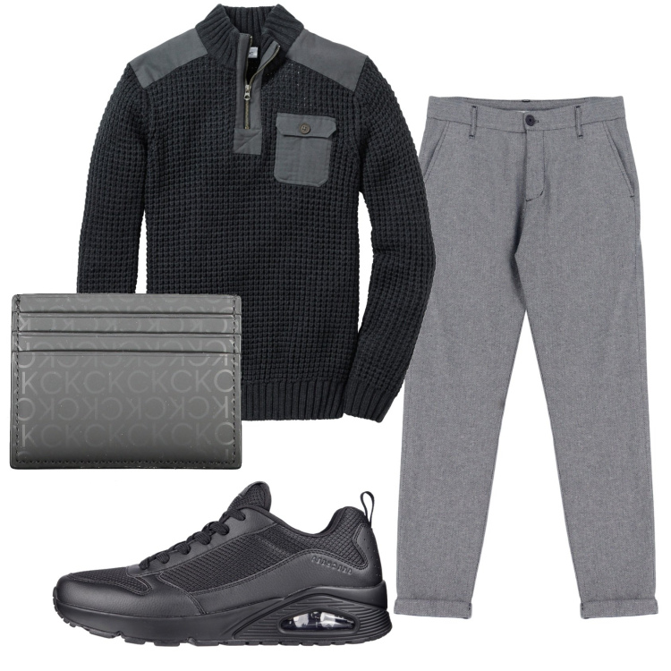 Outfit uomo - Total look #1912476. Stile Casual per Tutti i giorni. Abbinamento con maglieria, pantaloni, sneakers, portafogli.