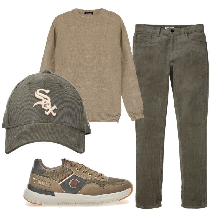 Outfit uomo - Total look #1912495. Stile Casual per Ufficio. Abbinamento con pantaloni, pullovers, sneakers, cappelli.