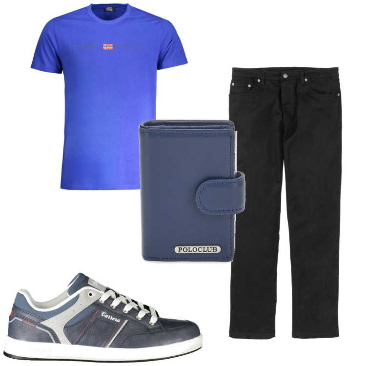 Outfit uomo - Total look #1912516. Stile Trendy per Tutti i giorni. Abbinamento con pantaloni, portafogli, sneakers, t-shirt.