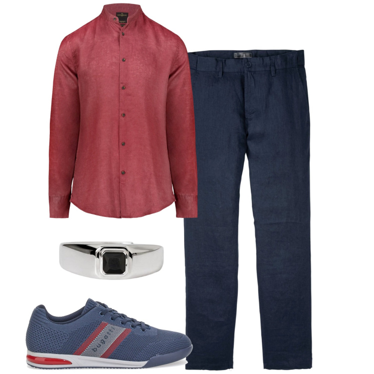Outfit uomo - In ufficio. Stile Casual per Ufficio. Abbinamento con pantaloni, anelli, scarpe stringate, camicie.