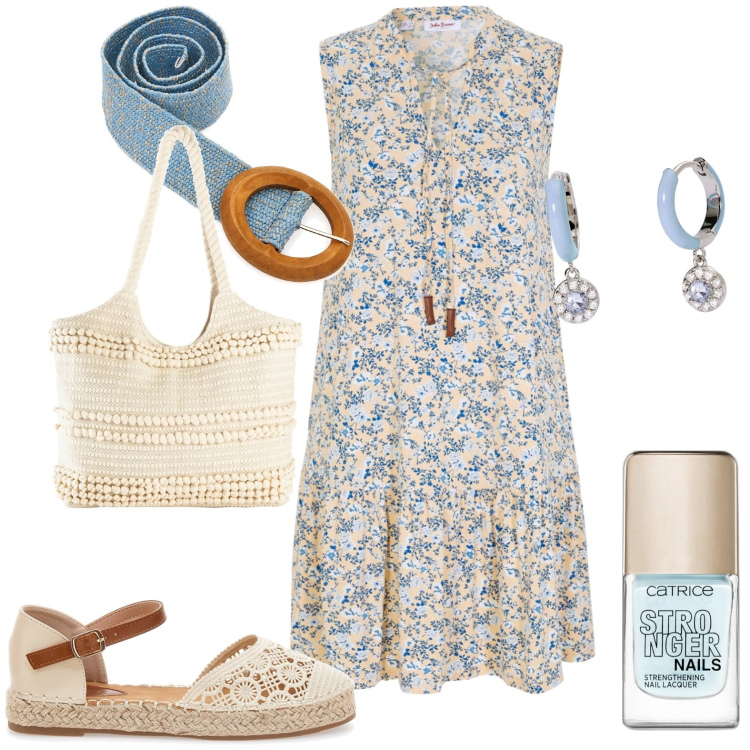 Outfit donna - Total look #1912839. Stile Casual per Tutti i giorni. Abbinamento con shopping bag, vestiti, smalti, orecchini, espadrillas, cinture.