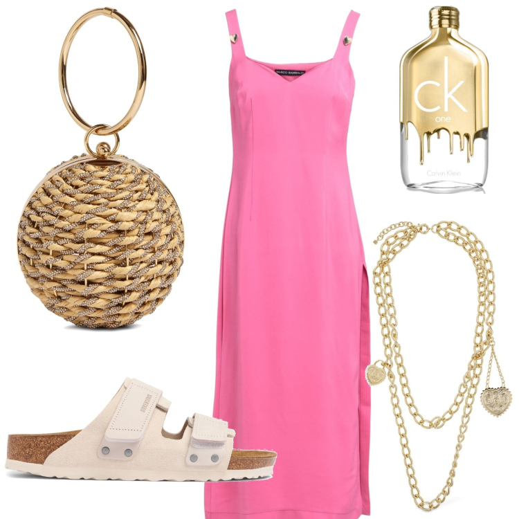 Outfit donna - Vestito fresco. Stile Bon Ton per Tutti i giorni. look ideale per Petite. Abbinamento con vestiti midi/longuette, profumi, sandali, collane, borse a mano.