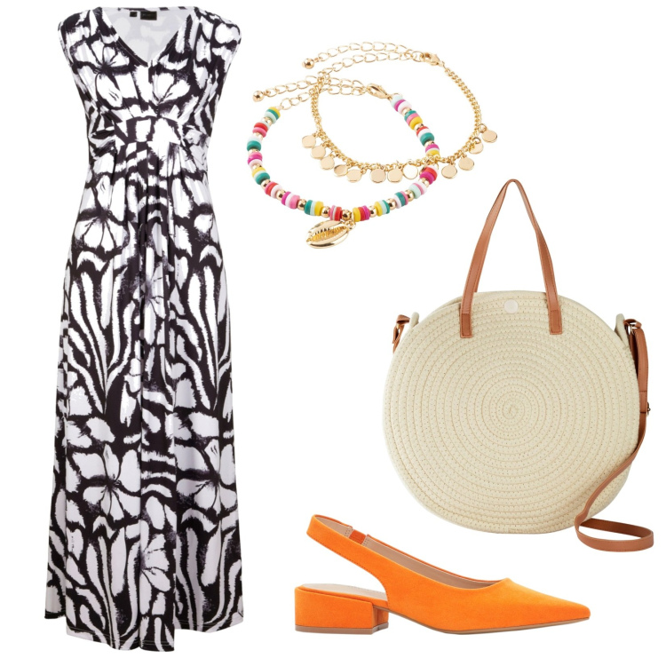 Outfit donna - Safari a colori. Stile Casual chic per Ufficio. Abbinamento con décolleté, vestiti lunghi, borse a tracolla, braccialetti con ciondoli.