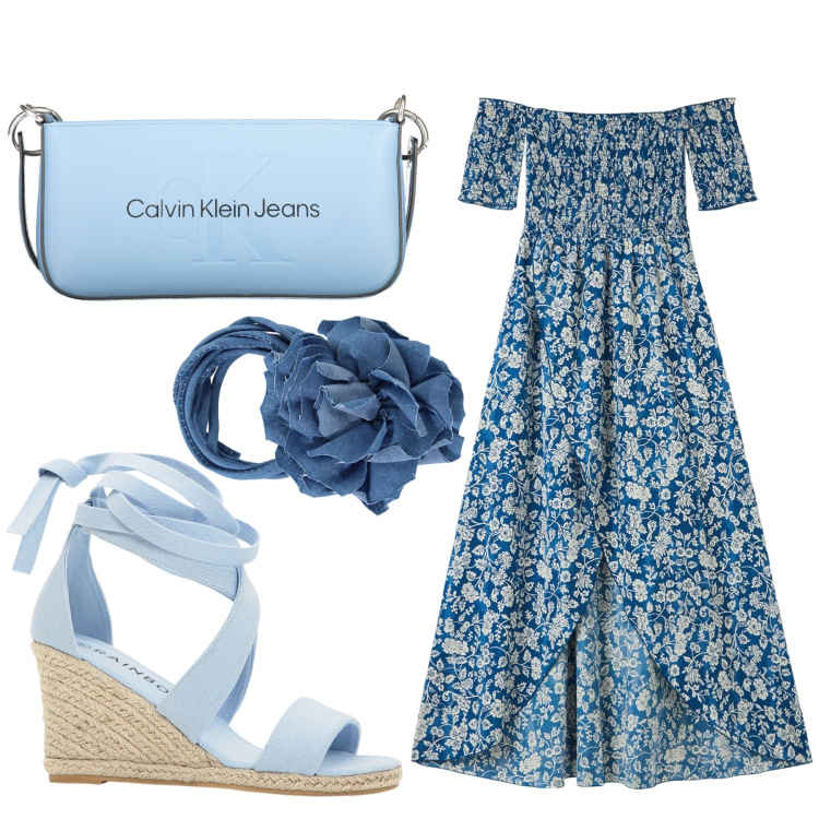 Outfit donna - Total look #1913305. Stile Romantica per Serata fuori. Abbinamento con sandali, vestiti lunghi, collane, borse a spalla.