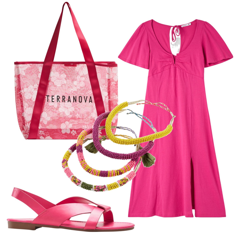 Outfit donna - Total look #1913317. Stile Basic per Tutti i giorni. Abbinamento con braccialetti, sandali, shopping bag, vestiti.