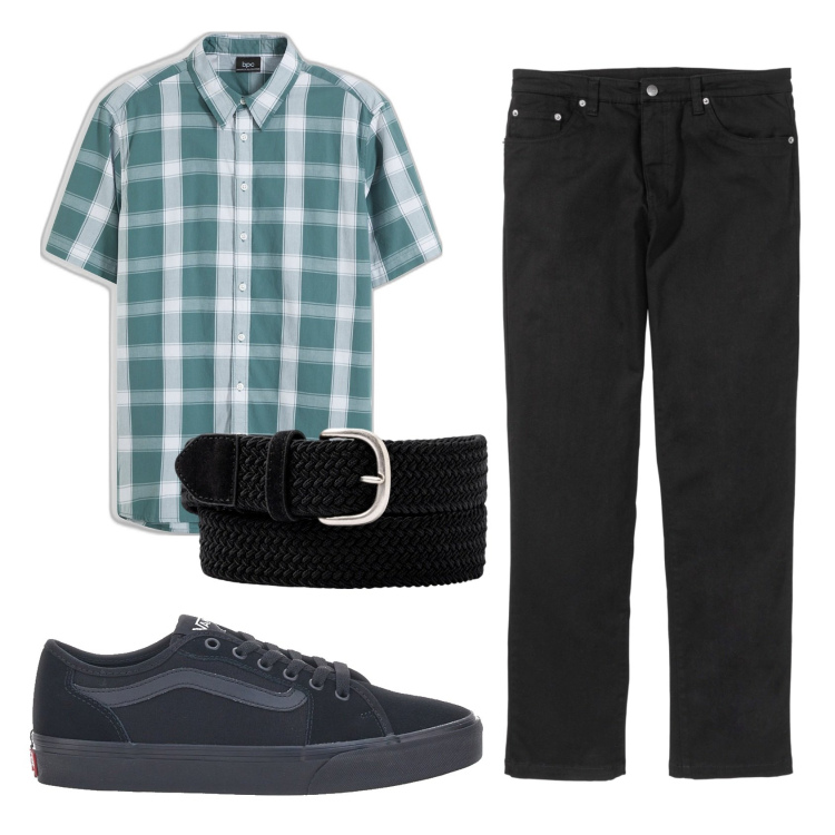 Outfit uomo - Total look #1913339. Stile Casual per Ufficio. Abbinamento con pantaloni, camicie a manica corta, cinture, sneakers.