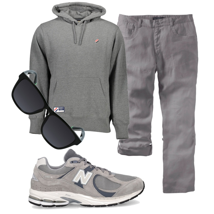 Outfit uomo - Total look #1913471. Stile Casual per Ufficio. Abbinamento con pantaloni, felpe con cappuccio, occhiali da sole, sneakers.