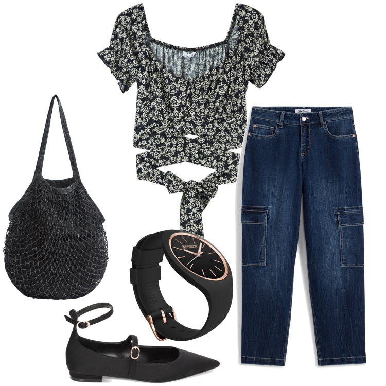 Outfit donna - Una blusa deliziosa. Stile Bon Ton per Tutti i giorni. Abbinamento con jeans, bluse, borse a tracolla, orologi, ballerine.
