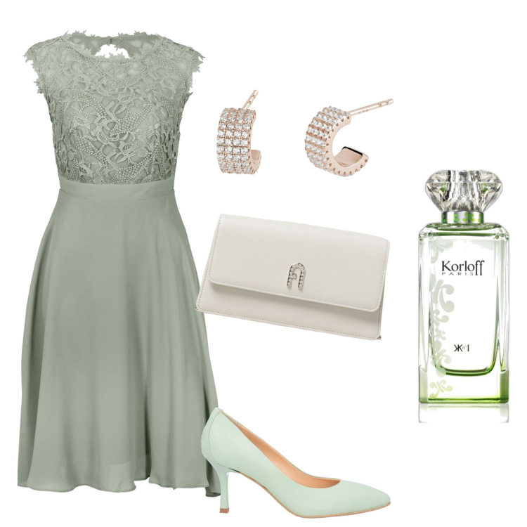 Outfit donna - Serata di gala. Stile Chic per Cerimonia. Abbinamento con vestiti corti, décolleté, profumi, orecchini, clutch.