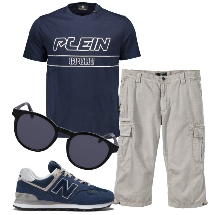 Outfit uomo - Total look #1914623. Stile Casual per Tutti i giorni. Abbinamento con bermuda, sneakers, t-shirt, occhiali da sole.