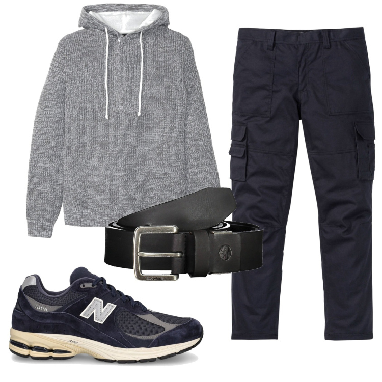 Outfit uomo - Total look #1914627. Stile Casual per Ufficio. Abbinamento con maglieria, pantaloni cargo, sneakers, cinture.