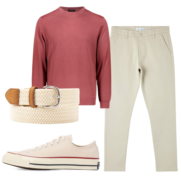 Outfit uomo - Total look #1914638. Stile Casual per Ufficio. Abbinamento con pantaloni skinny, sneakers, cinture, maglieria.